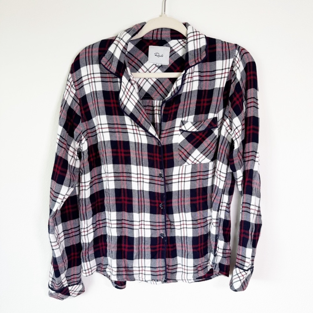 Rails Clara Plaid Button‎ Up Spruce Seafoam White Red Pajama Top Small